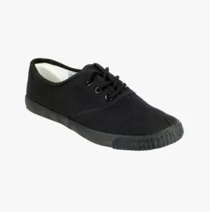6061 Unisex Canvas Lace Plimsolls Black