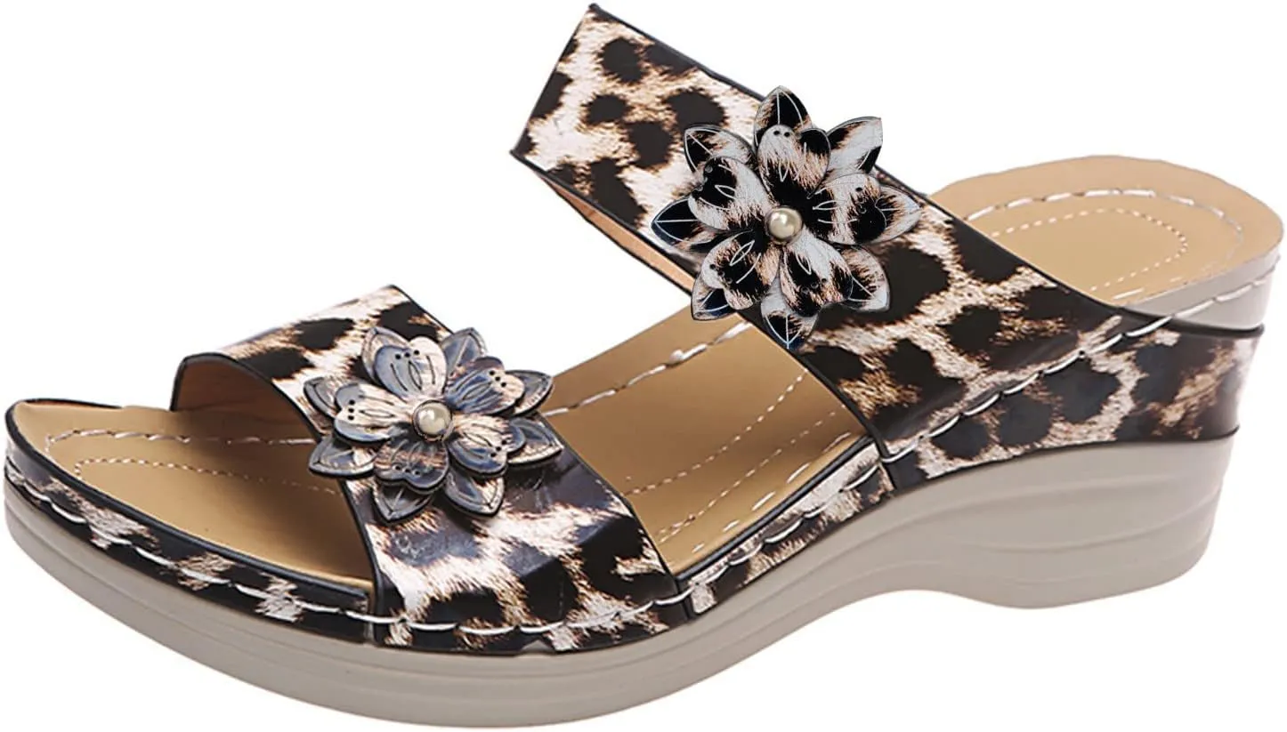 Aniywn Wedge Sandals for Women Open Toe Comfy Platform Wedge Sandals Ladies Outdoor Casual Summer Slip On Walking Shoes