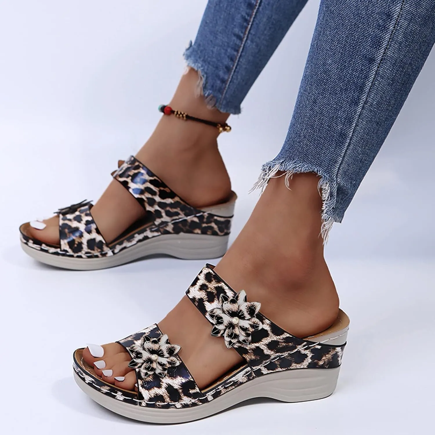 Aniywn Wedge Sandals for Women Open Toe Comfy Platform Wedge Sandals Ladies Outdoor Casual Summer Slip On Walking Shoes