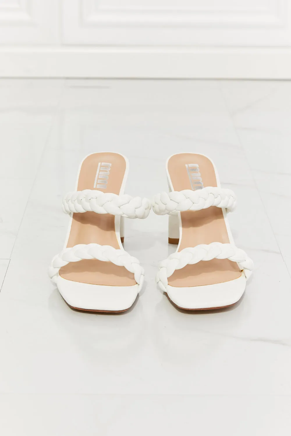 *APP EXCLUSIVE* Double Braided Block Heel Sandal in White