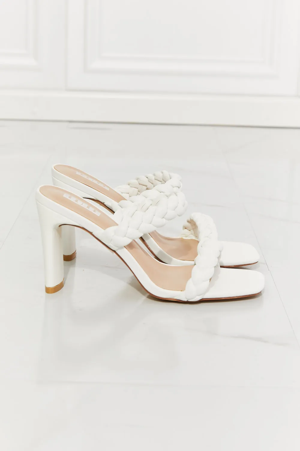*APP EXCLUSIVE* Double Braided Block Heel Sandal in White