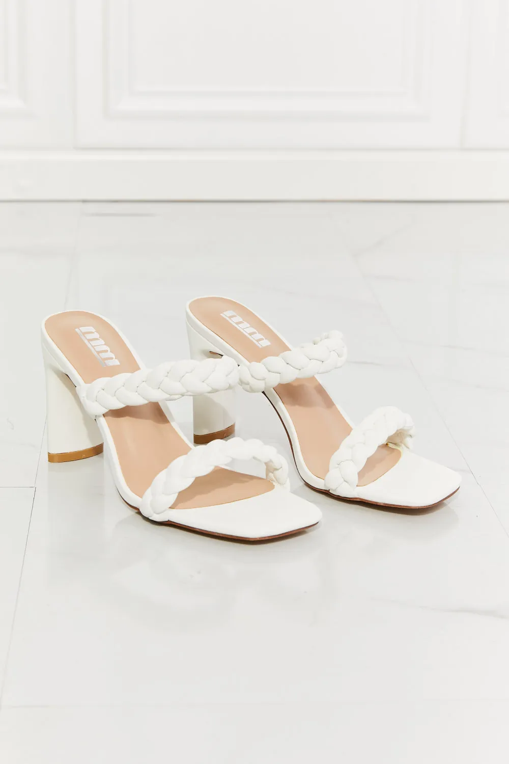 *APP EXCLUSIVE* Double Braided Block Heel Sandal in White