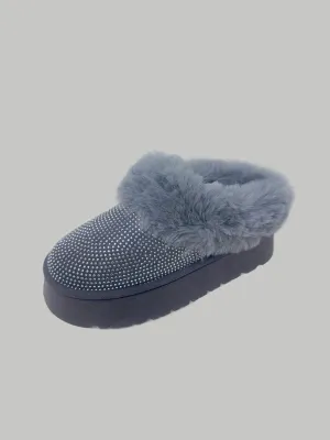 Bling Platform Fur Booties (gray)