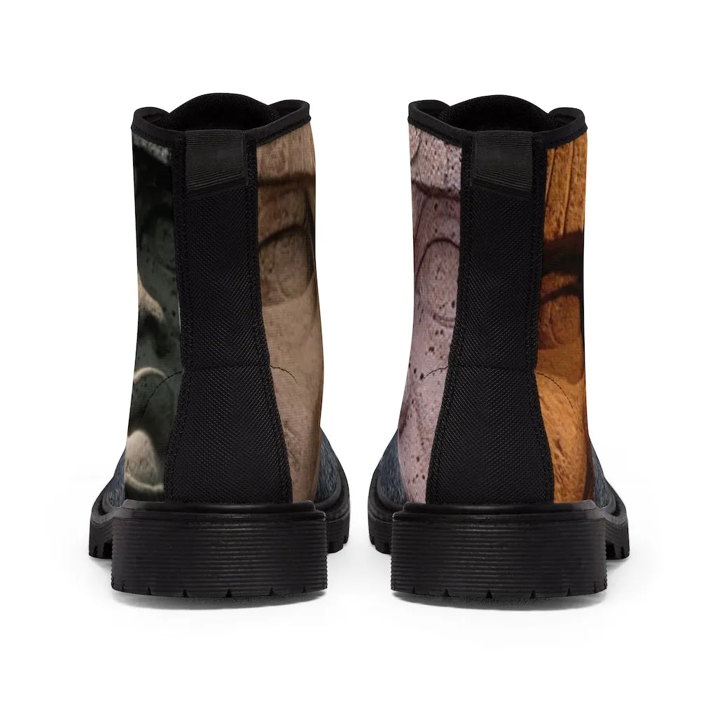 Canvas Boots AL BLUE DESIGNED Olmec Heads
