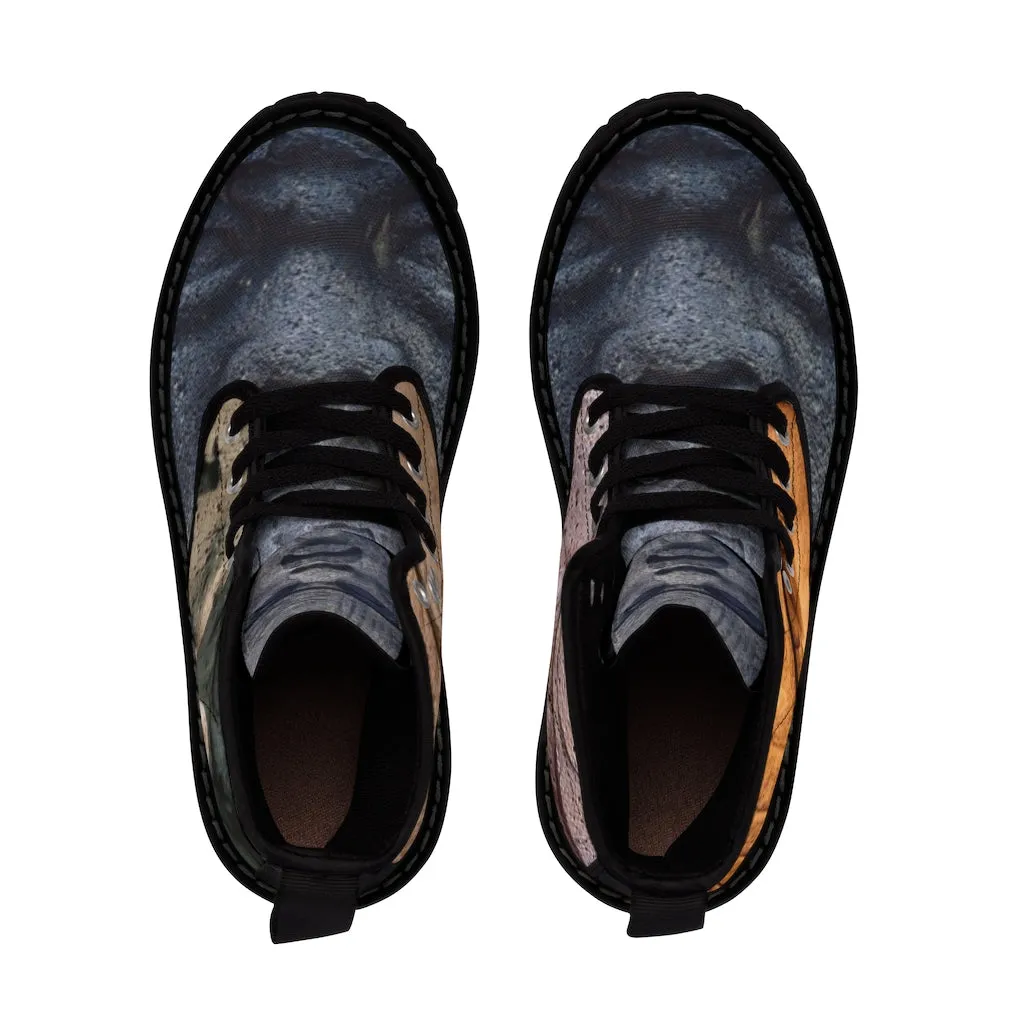 Canvas Boots AL BLUE DESIGNED Olmec Heads