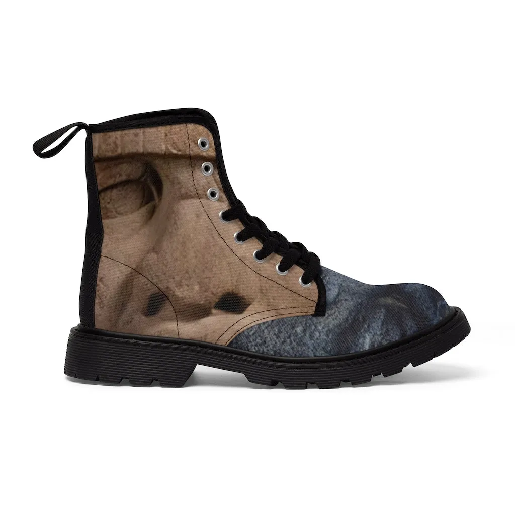 Canvas Boots AL BLUE DESIGNED Olmec Heads