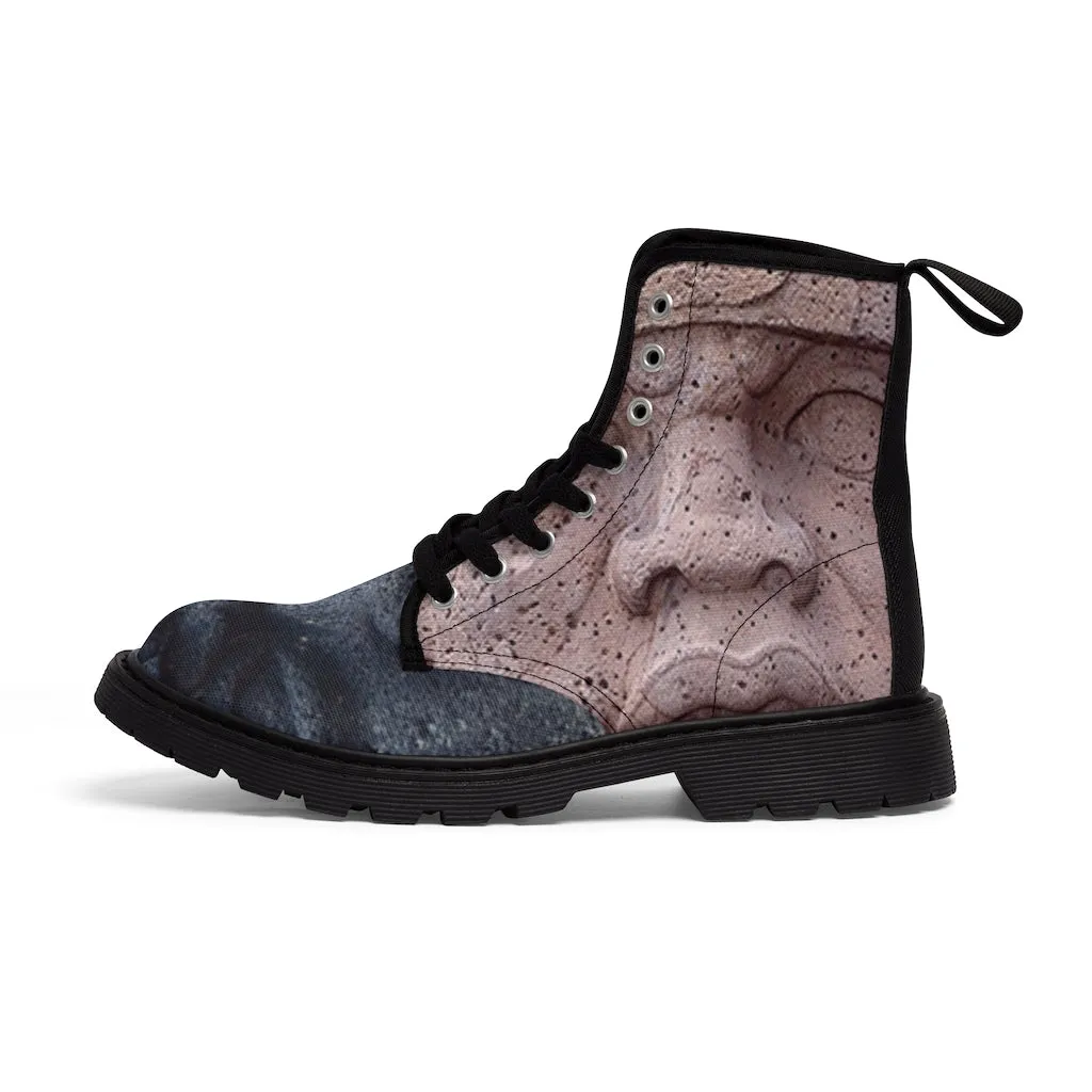 Canvas Boots AL BLUE DESIGNED Olmec Heads
