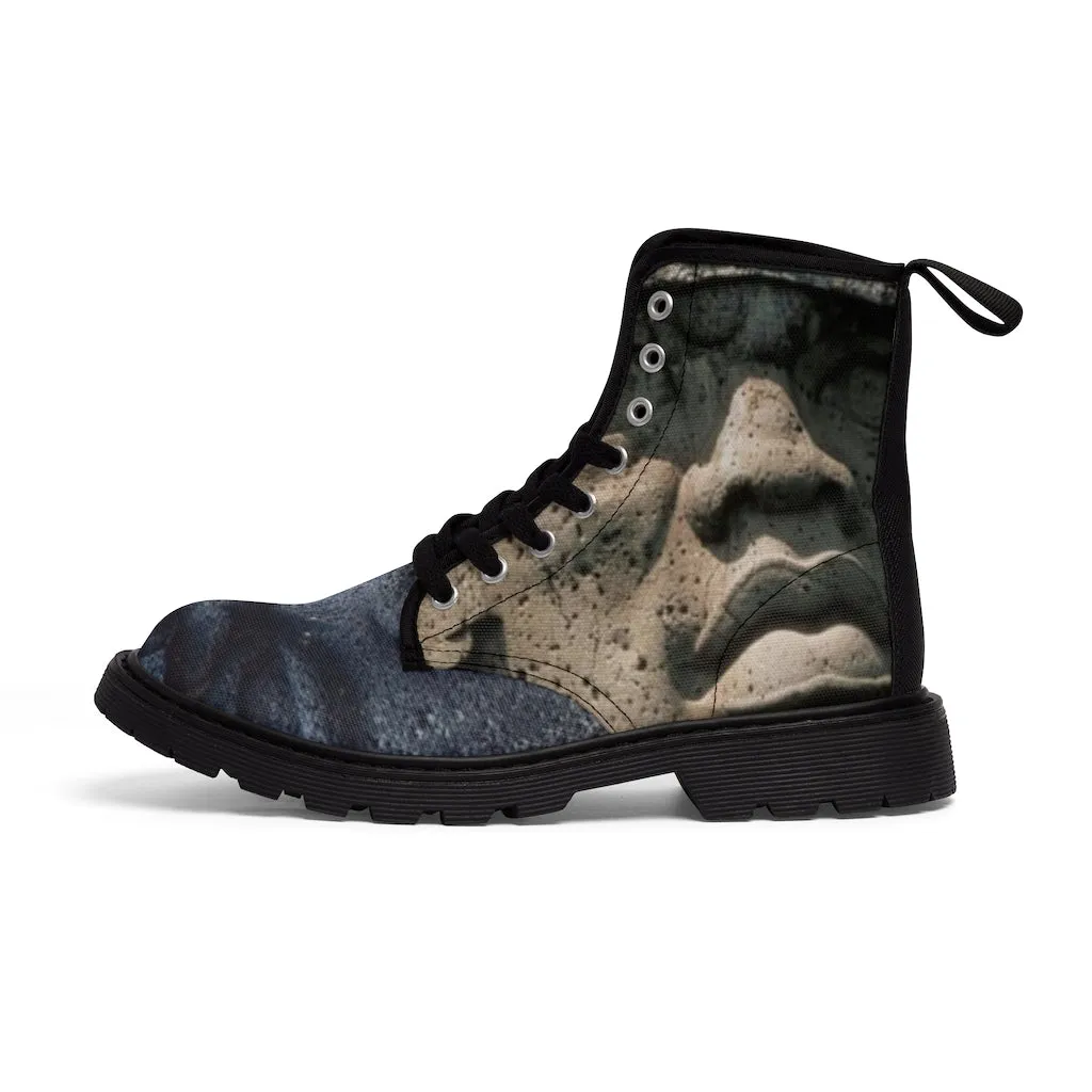 Canvas Boots AL BLUE DESIGNED Olmec Heads