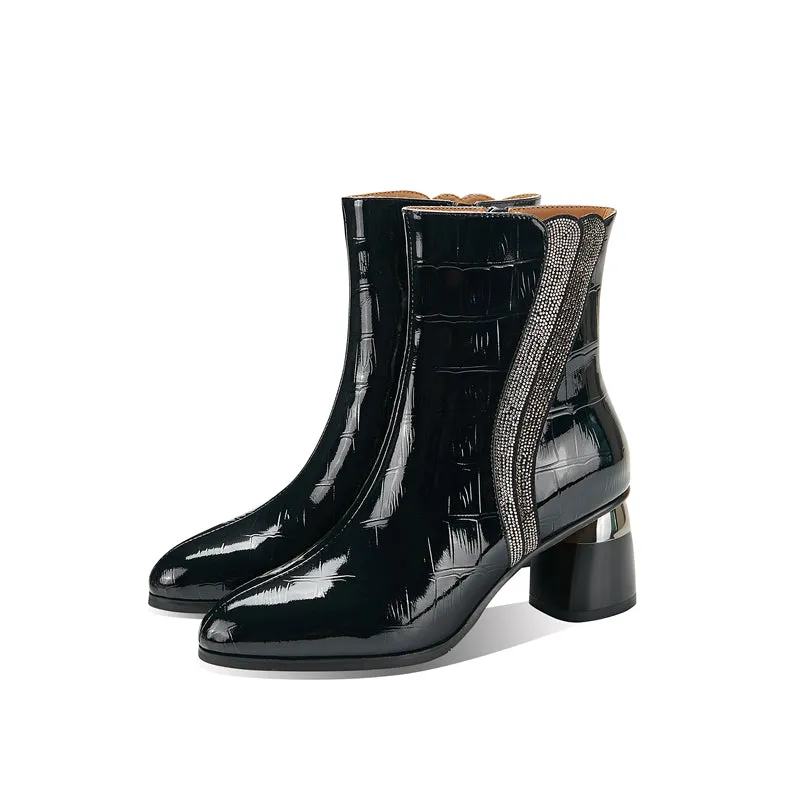Chic Exotic Pointed Toe High Heel Ankle Boots