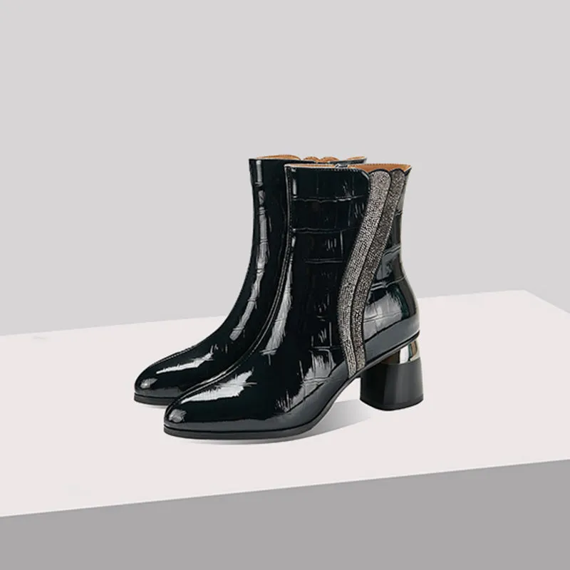 Chic Exotic Pointed Toe High Heel Ankle Boots