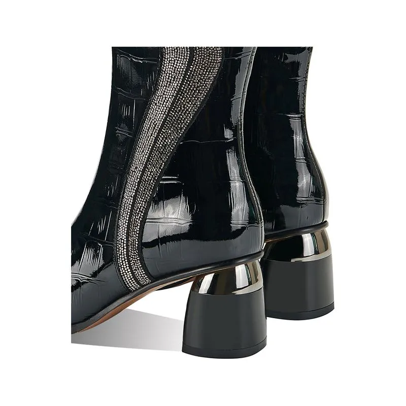 Chic Exotic Pointed Toe High Heel Ankle Boots
