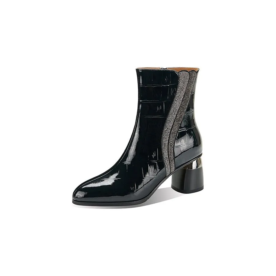 Chic Exotic Pointed Toe High Heel Ankle Boots