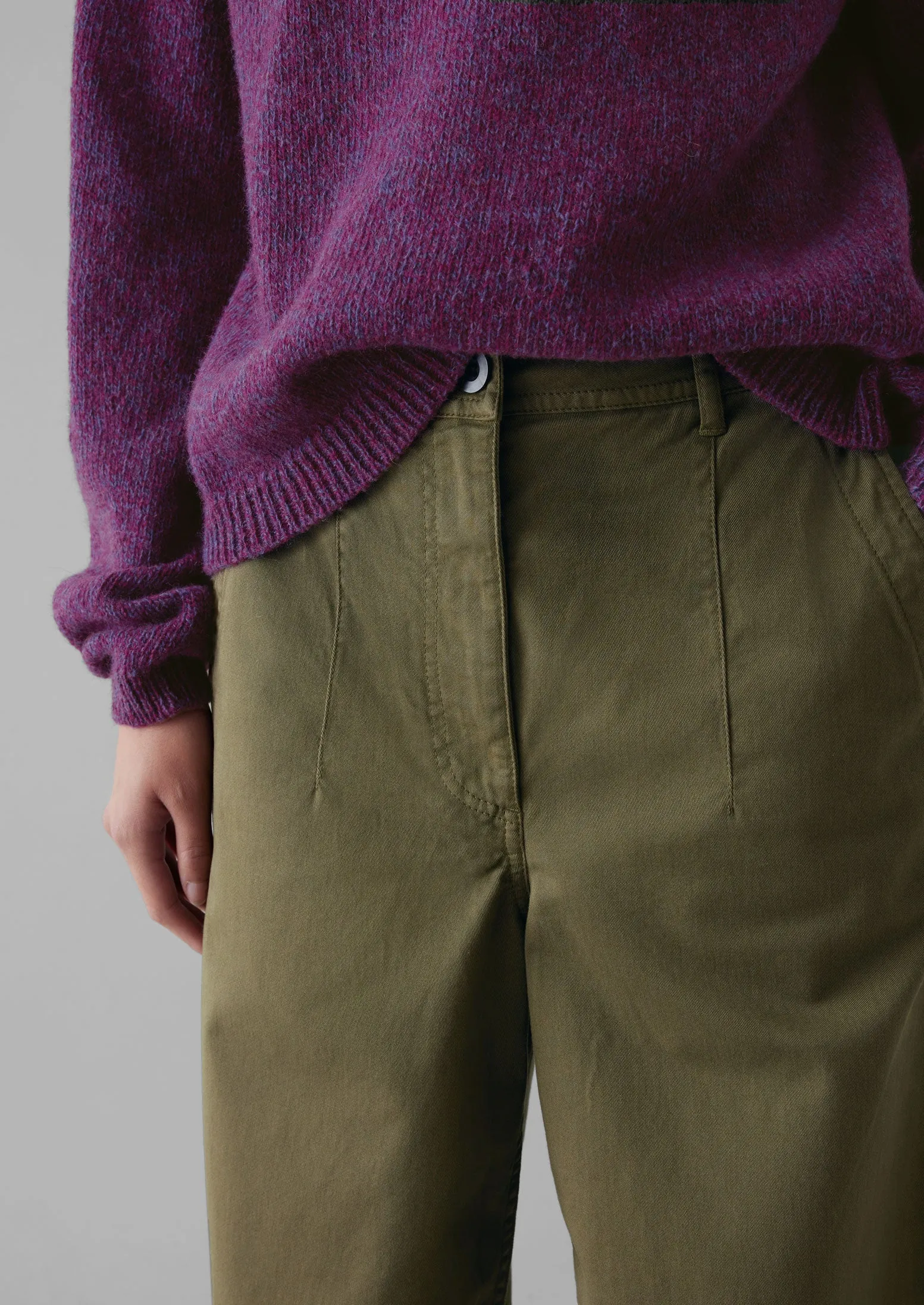 Darted Cotton Twill Trousers | Phosphorite Green