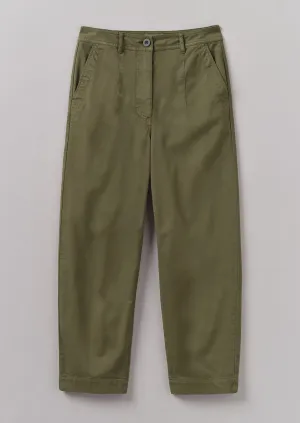 Darted Cotton Twill Trousers | Phosphorite Green