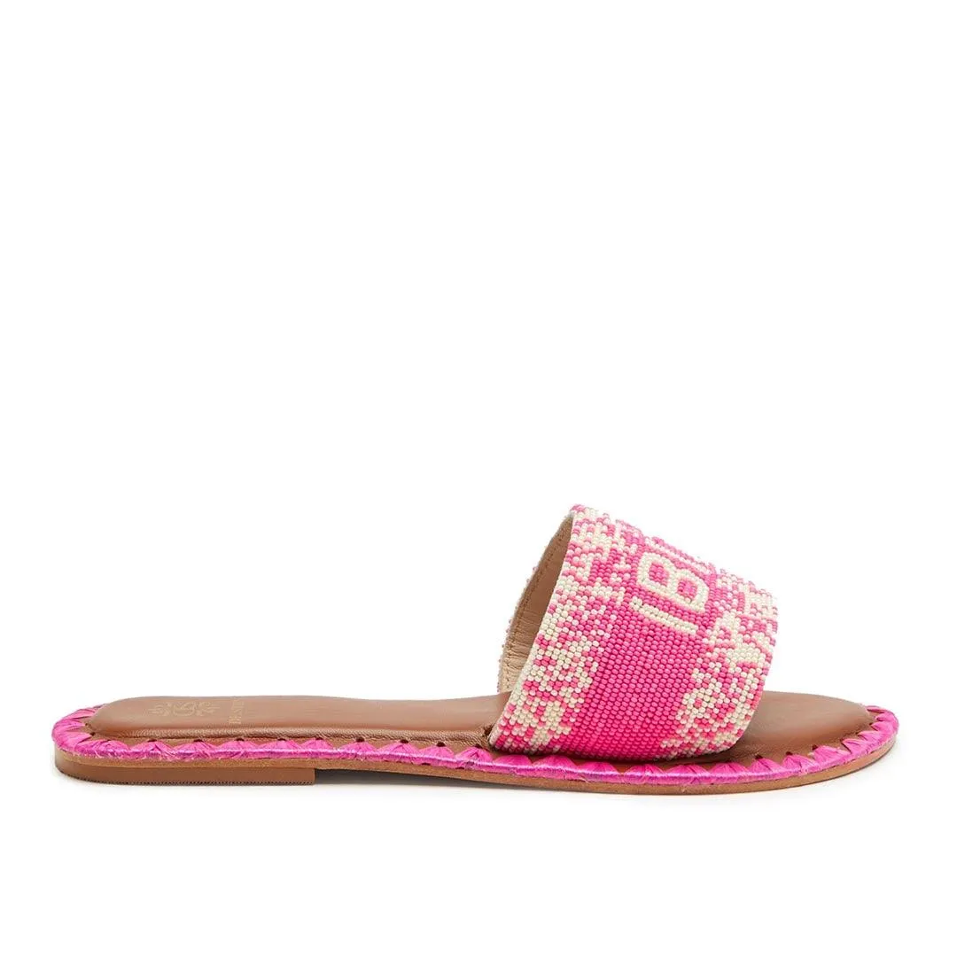 DE SIENA IBIZA BEADED FUSCHIA FLATS