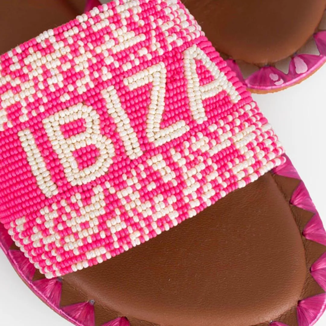 DE SIENA IBIZA BEADED FUSCHIA FLATS