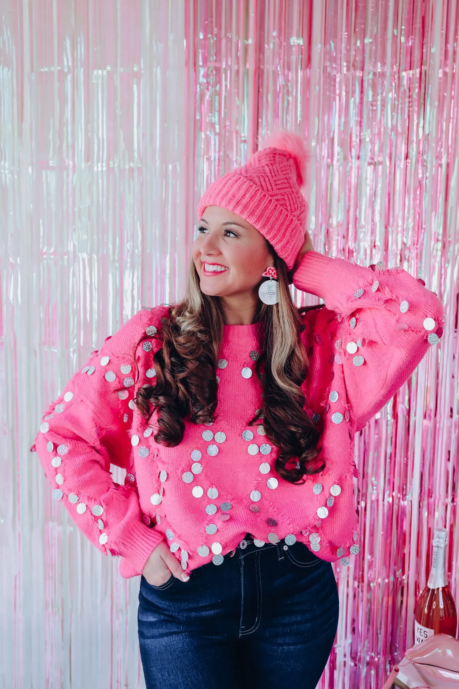 Define Your Look Sequin Sweater - Pink