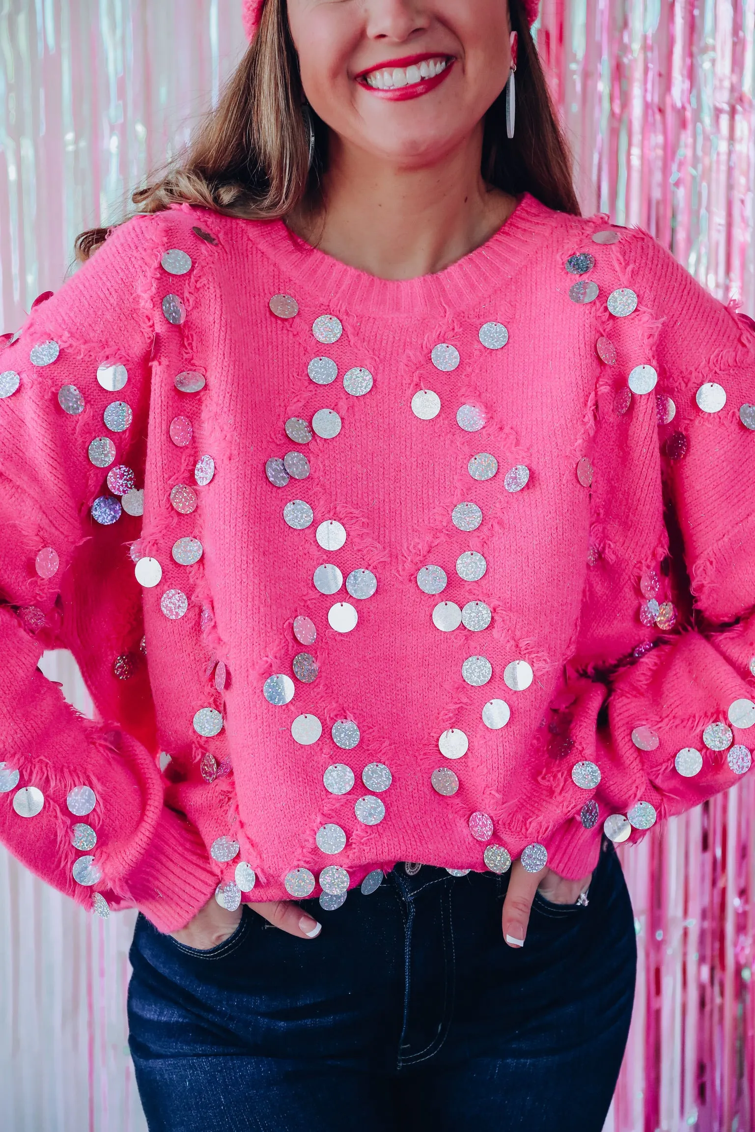 Define Your Look Sequin Sweater - Pink