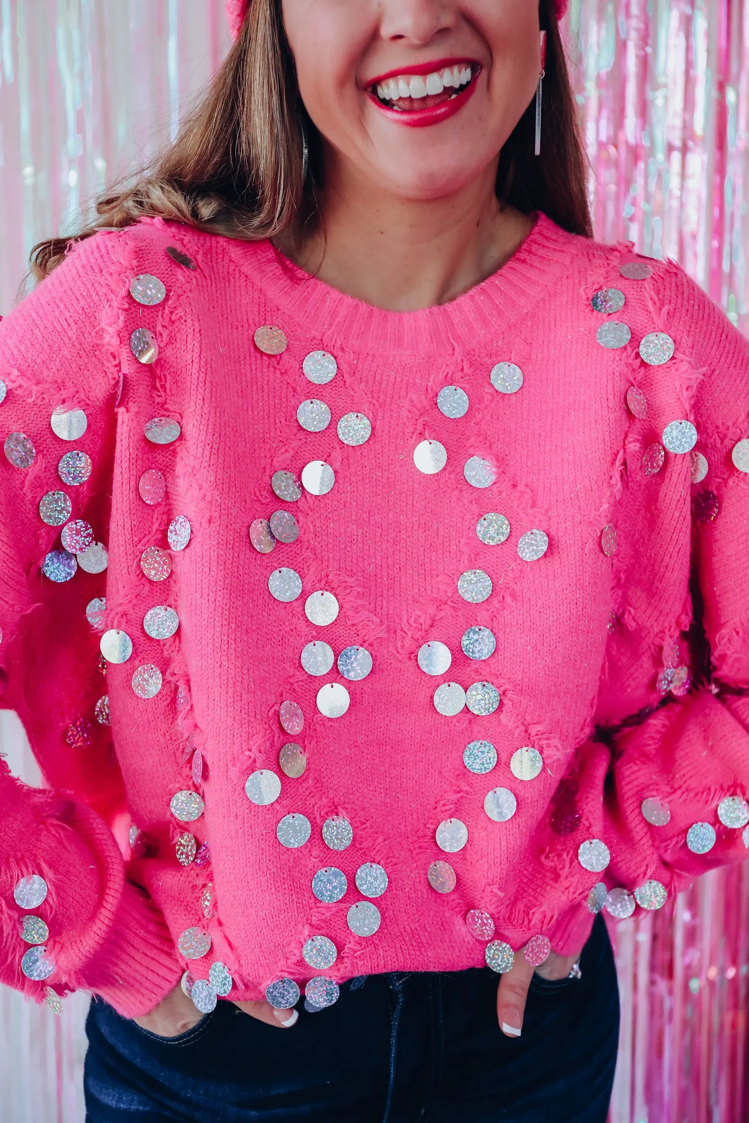 Define Your Look Sequin Sweater - Pink