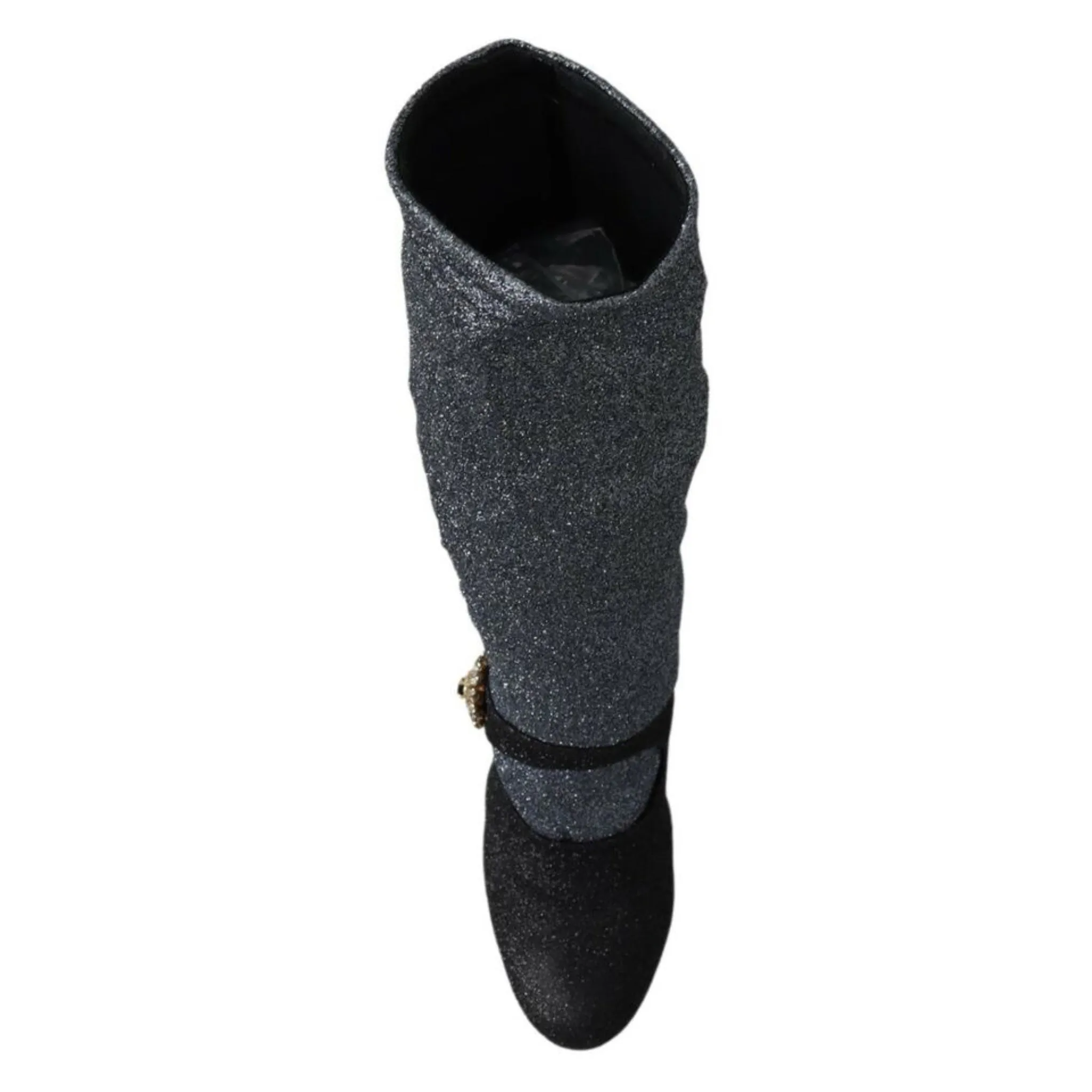 Dolce & Gabbana Black Crystal Mary Janes Booties Shoes