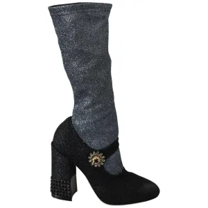 Dolce & Gabbana Glamorous Crystal-Embellished Booties