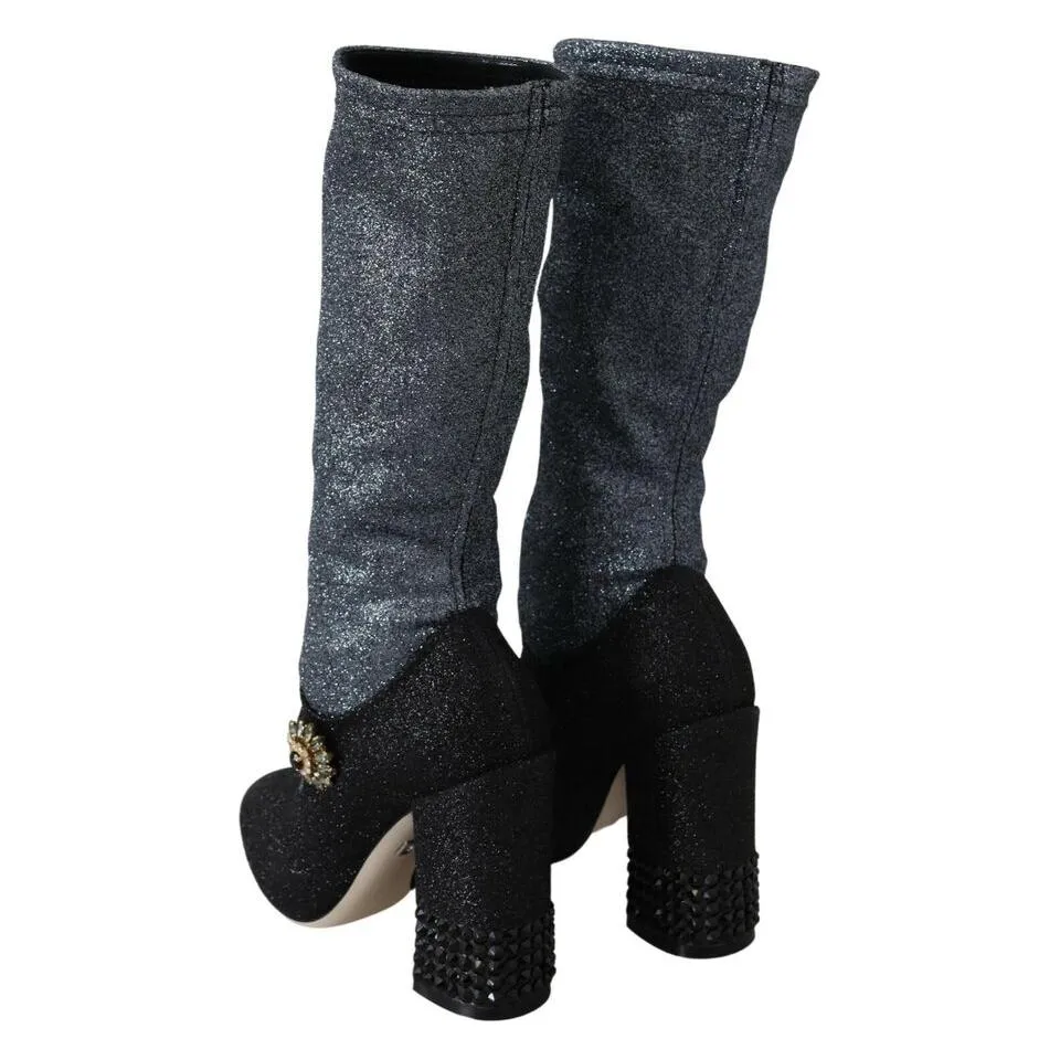 Dolce & Gabbana Glamorous Crystal-Embellished Booties