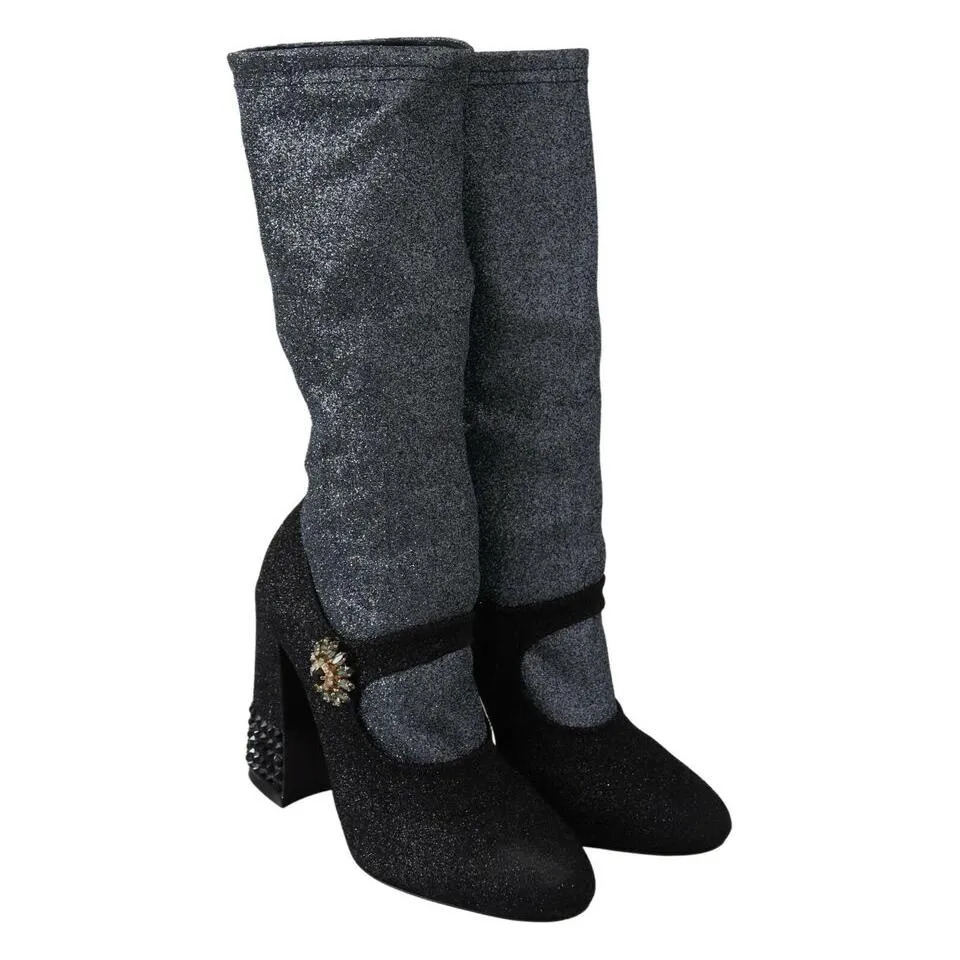 Dolce & Gabbana Glamorous Crystal-Embellished Booties