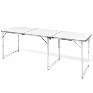 Foldable Camping Table Height Adjustable Aluminium 180 x 60 cm