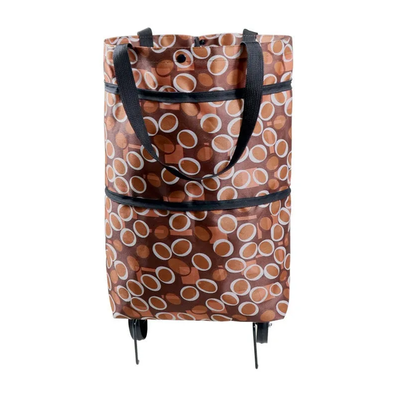 Hand Pull Beach Cart Shopping Food Organizer - Trolley Bag On Wheels Folding & Portable