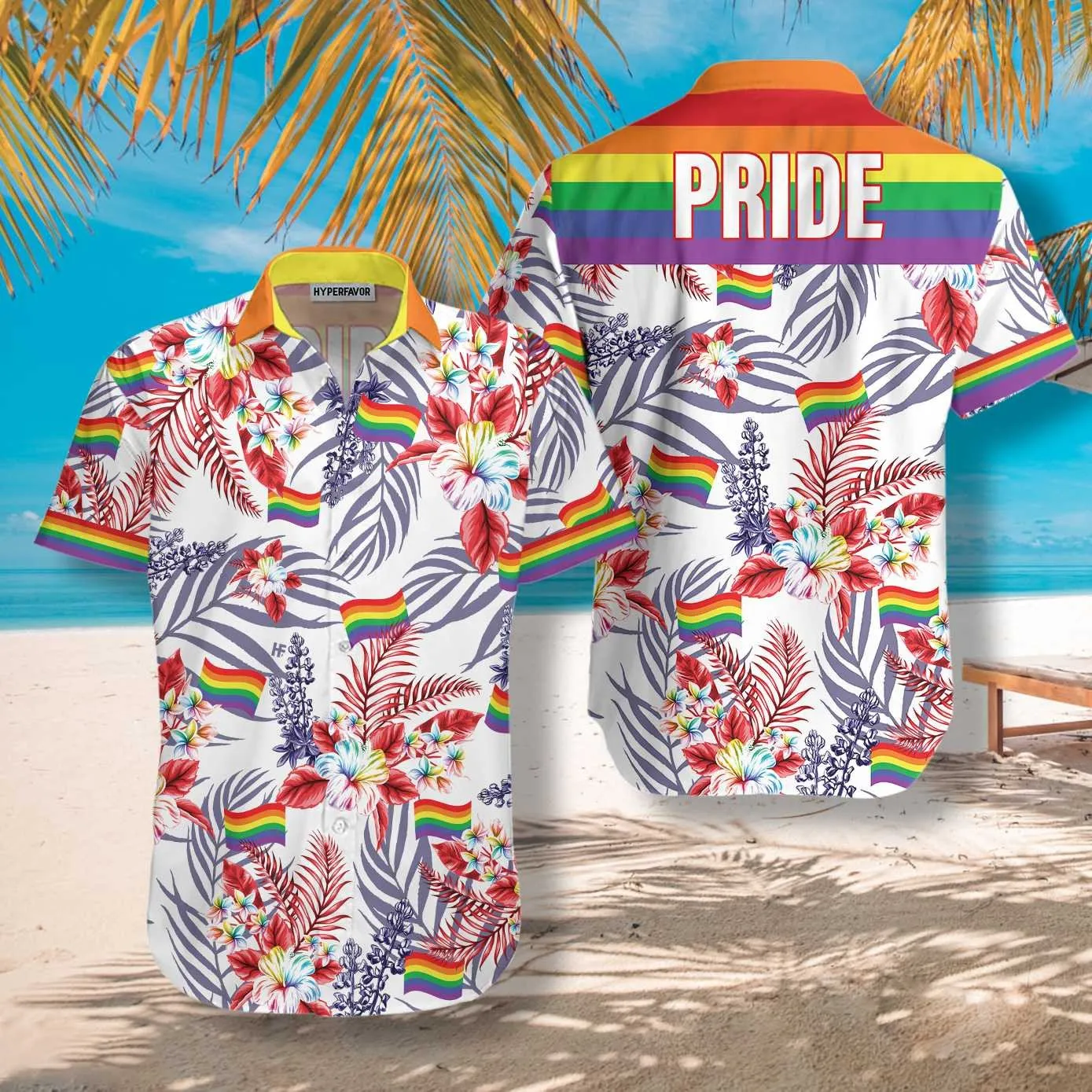 Hawaiian LGBT Shirt, Vivid Pride LGBT Bluebonnet Design Hawaiian Shirt