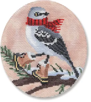 Mockingbird with Red Scarf and Boots Canvas