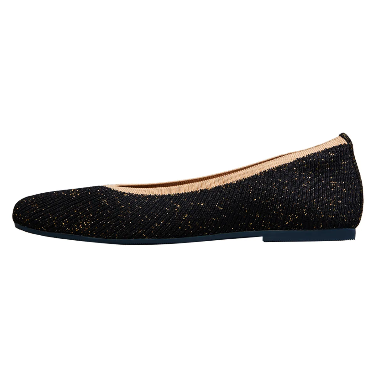 Neeman's Slip-Ons Flats for Women | Metallic Square | Black & Gold