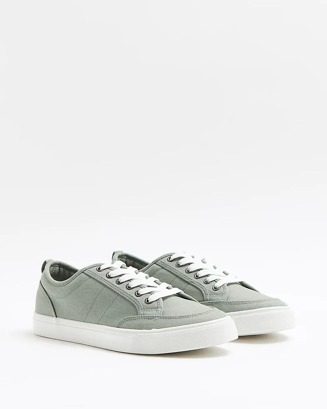 River Island Green Light Sutton Lace Up Mens Plimsolls