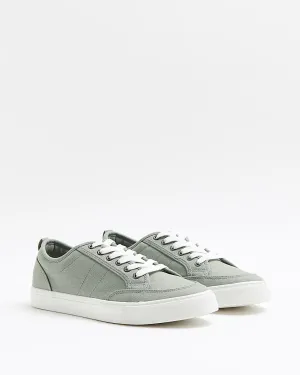 River Island Green Light Sutton Lace Up Mens Plimsolls