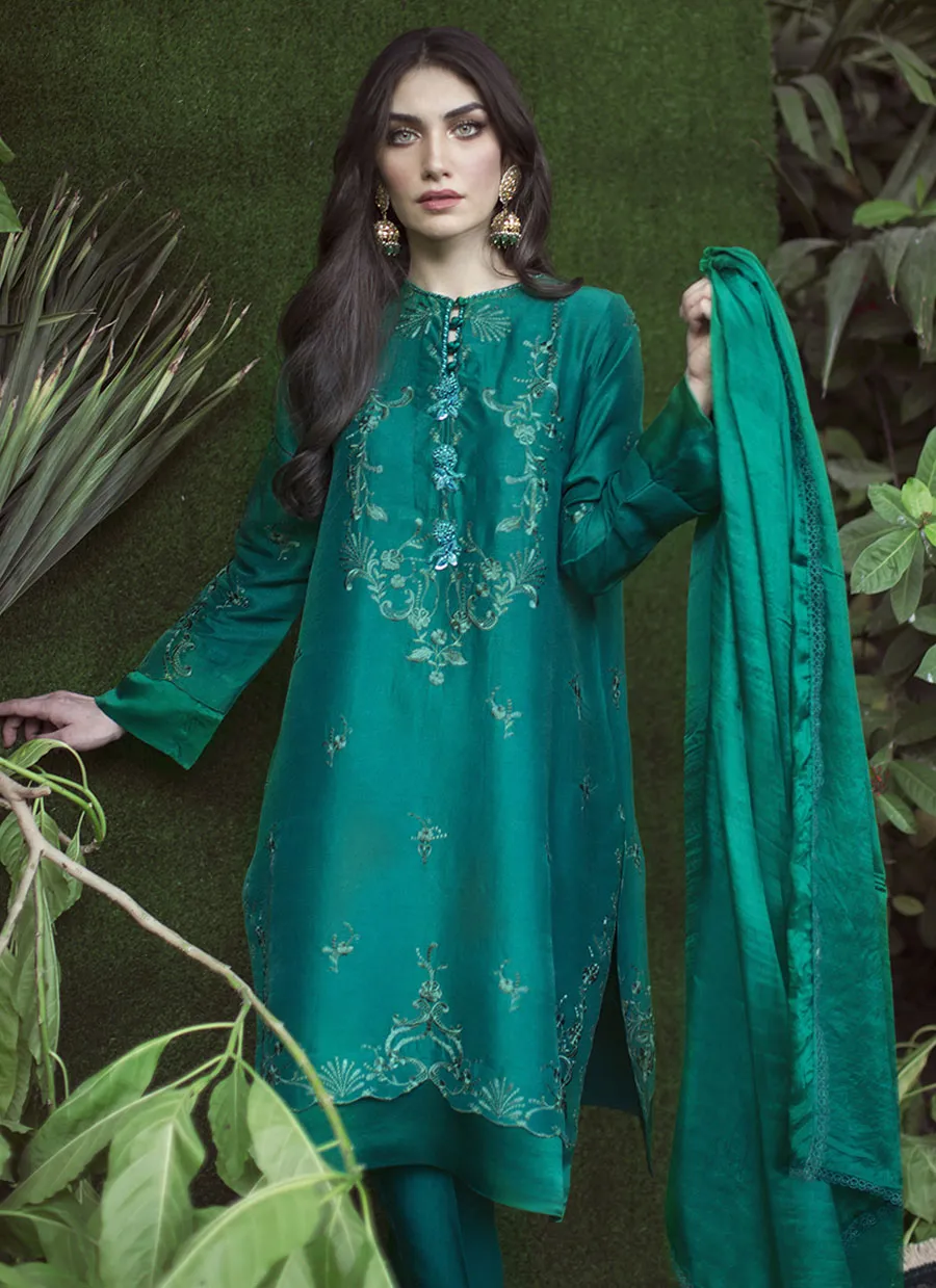 Shahrina Emerald Kurta With Silk Dupatta