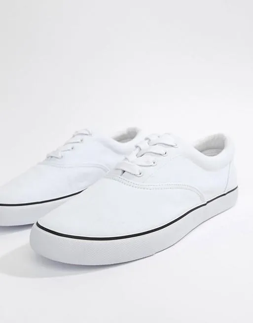 Unisex ASOS Lace Up Plimsolls in White