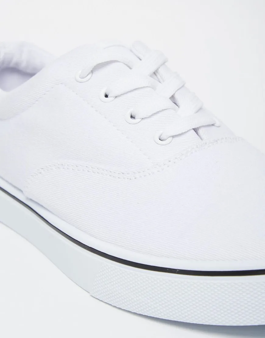 Unisex ASOS Lace Up Plimsolls in White