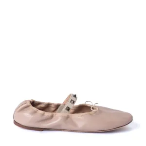 Valentino Beige Leather Rockstud Ballerina Flats 38.5