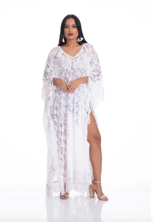 White Lace tassel kaftan